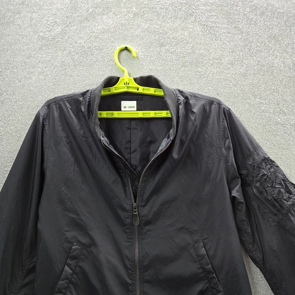 Uniqlo Men Jacket L Black Nylon Polyester MA1‎ Blouson Bomber Zipper Long Sleeve